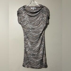 Trina Turk Silk Blend Brown & White Zebra Print Mini Sheath Dress Size S